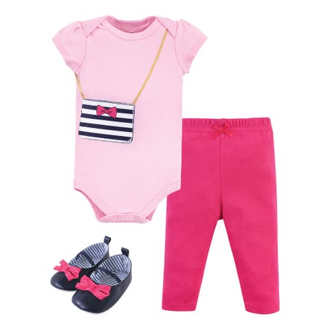 Little One's Cotton Outfit Set Bodysuit, Pants, and Matching Shoes