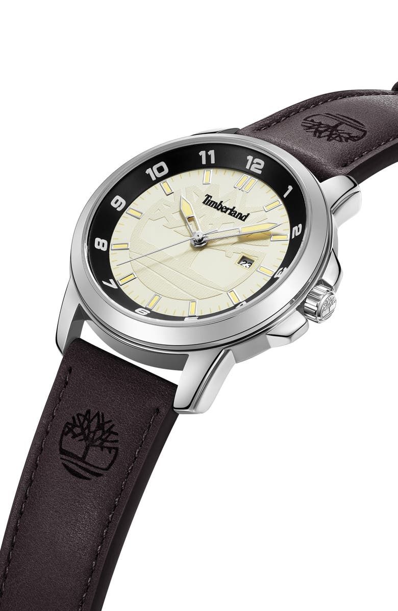 Timberland Leather Strap Watch, 44mm, Alternate, color, 