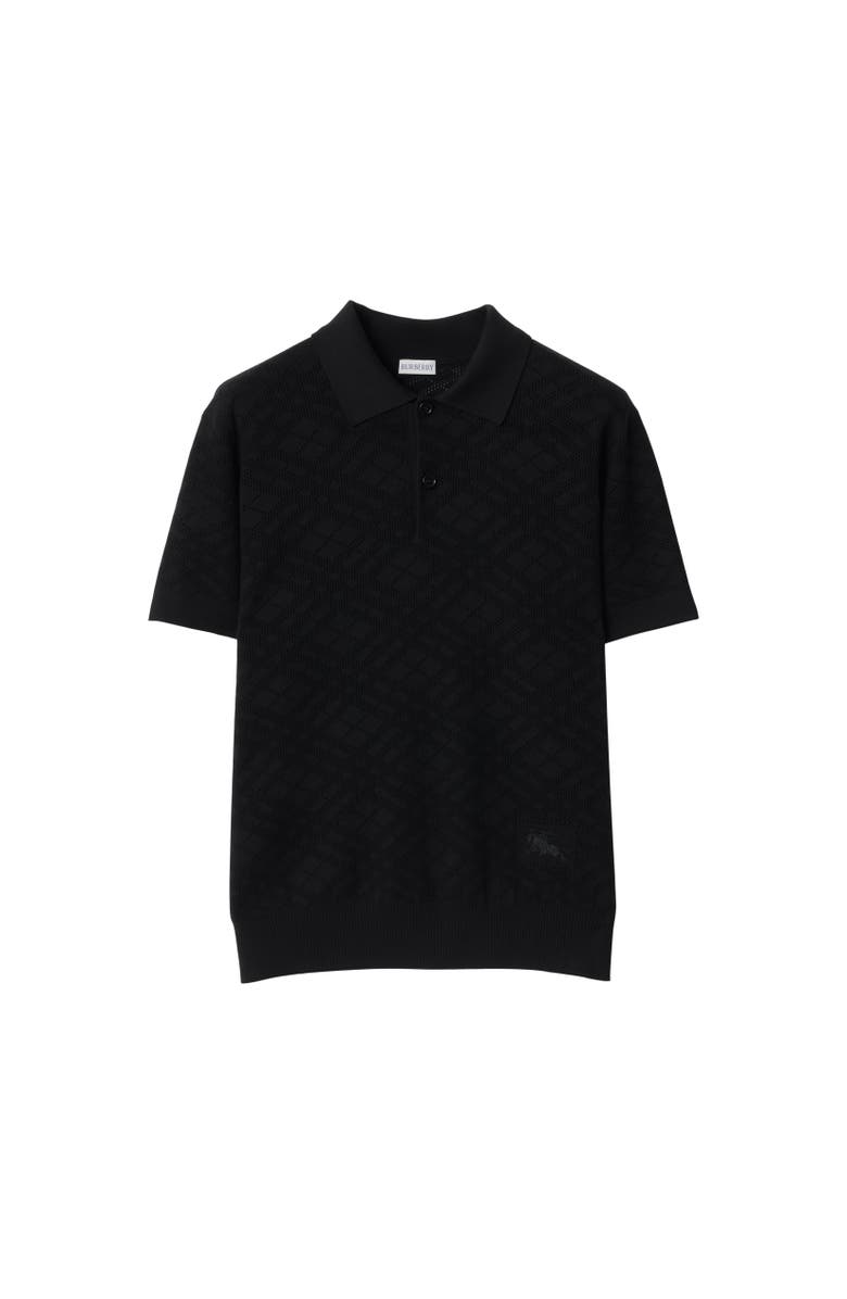 Burberry Check Wool Polo Shirt, Alternate, color, Black