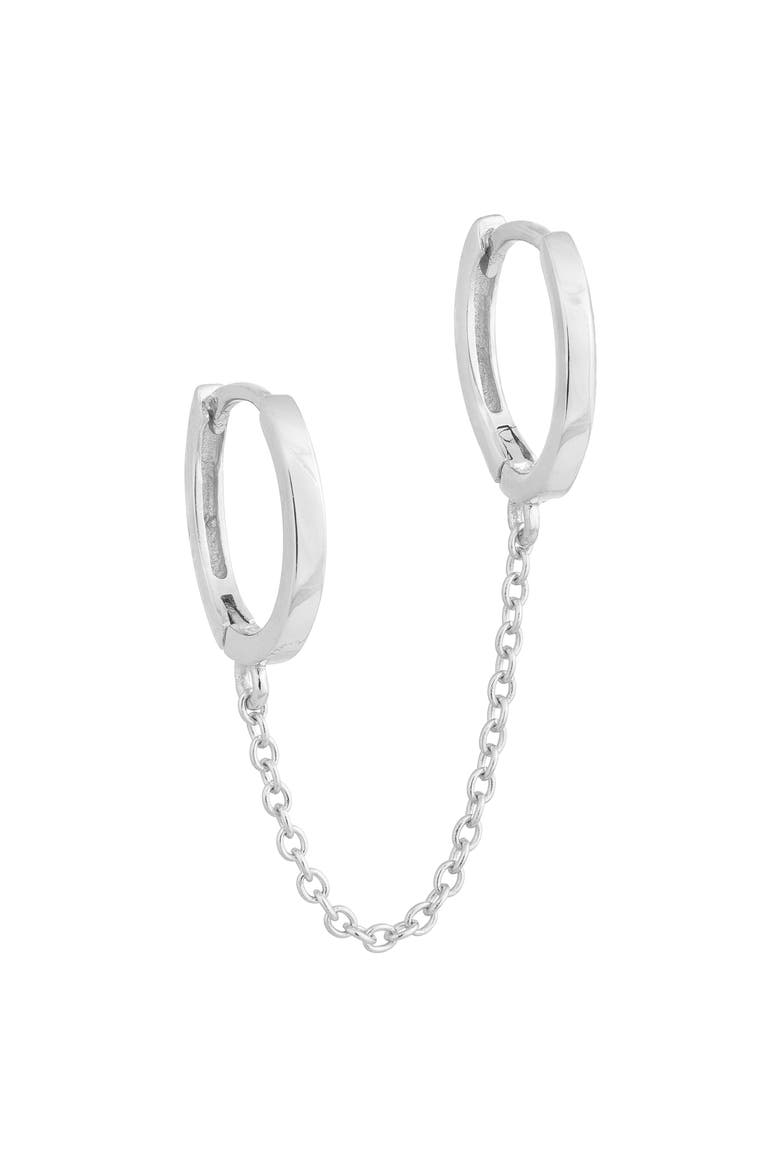 Double Huggie Chain Earring, Main, color, Silver