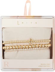 Leith 3-Pack Initial Bead Bracelet