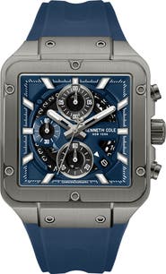 Kenneth Cole New York Arlington Automatic Chronograph Silicone Strap Watch, 43mm