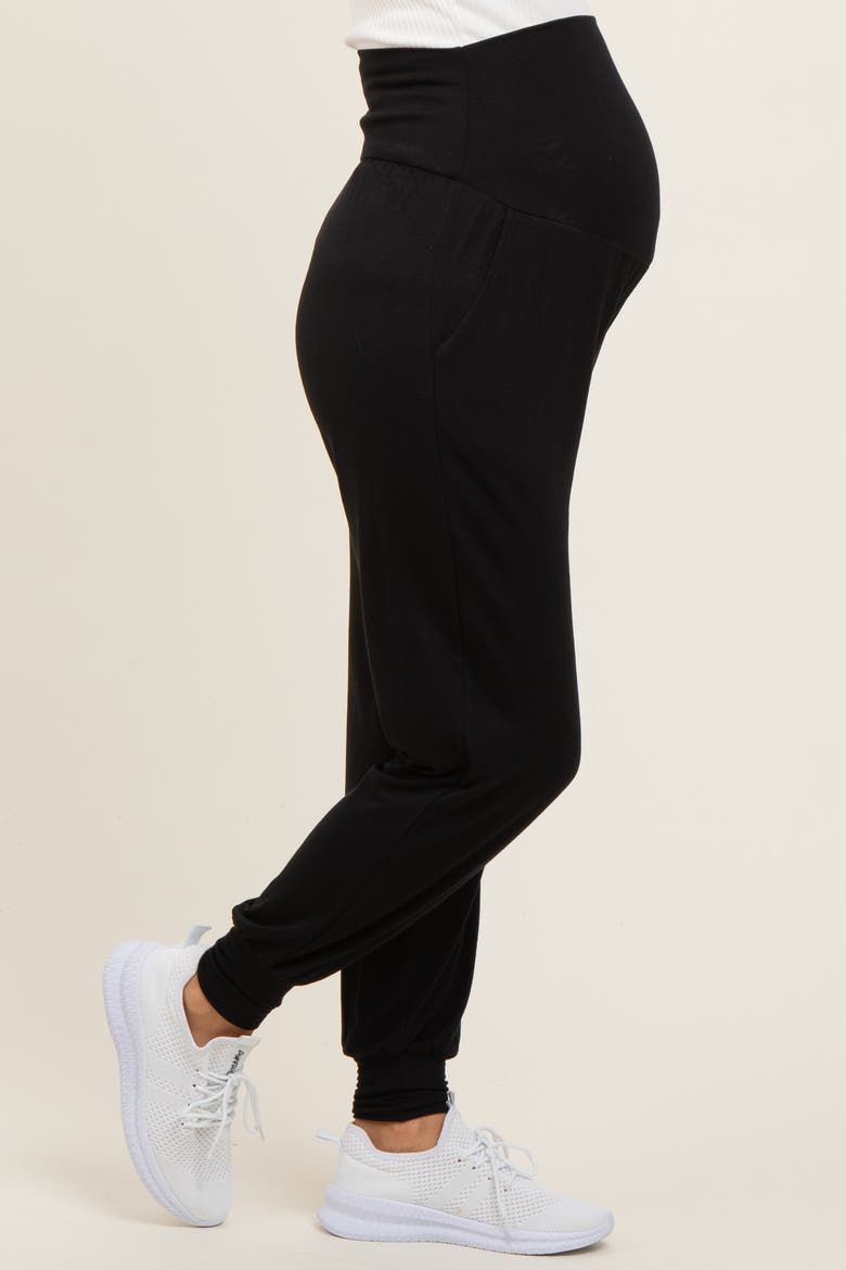 Soft Knit Maternity Joggers, Alternate, color, Black