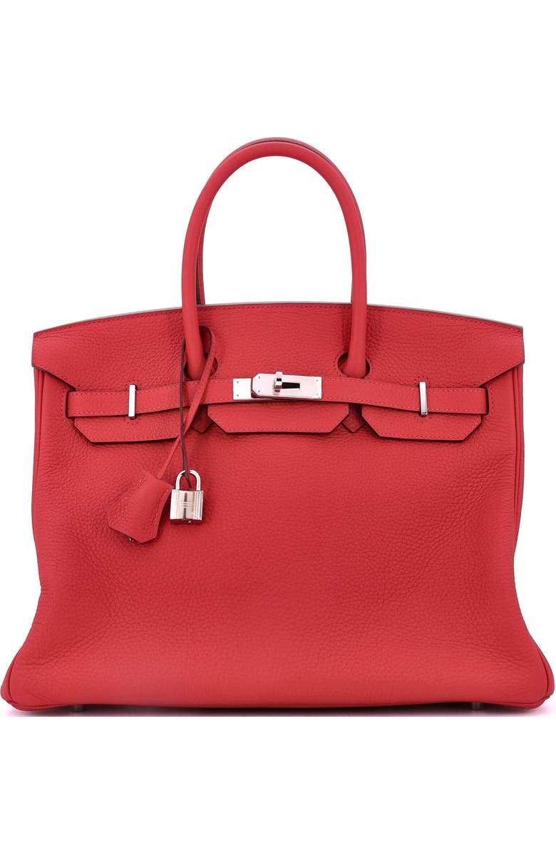 Pre-Owned Hermes Birkin Handbag Red Clemence with Palladium Hardware 35, Main, color, Rouge Casaque