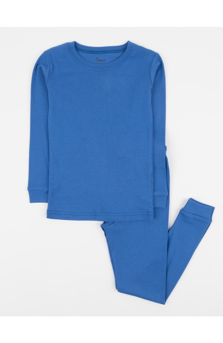 Leveret Kids Two-Piece Solid Cotton Matching Family Pajamas, Main, color, Royal Blue