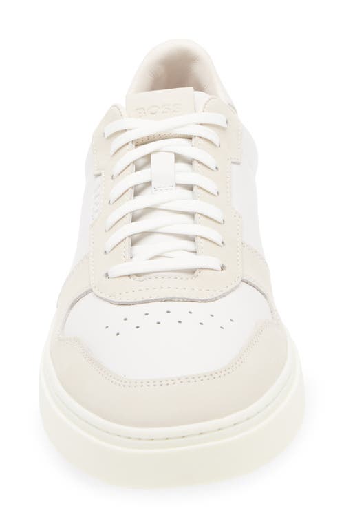 Hugo Boss Clint Mens Cupsole Lace-up Trainers In Leather And Suede C In White