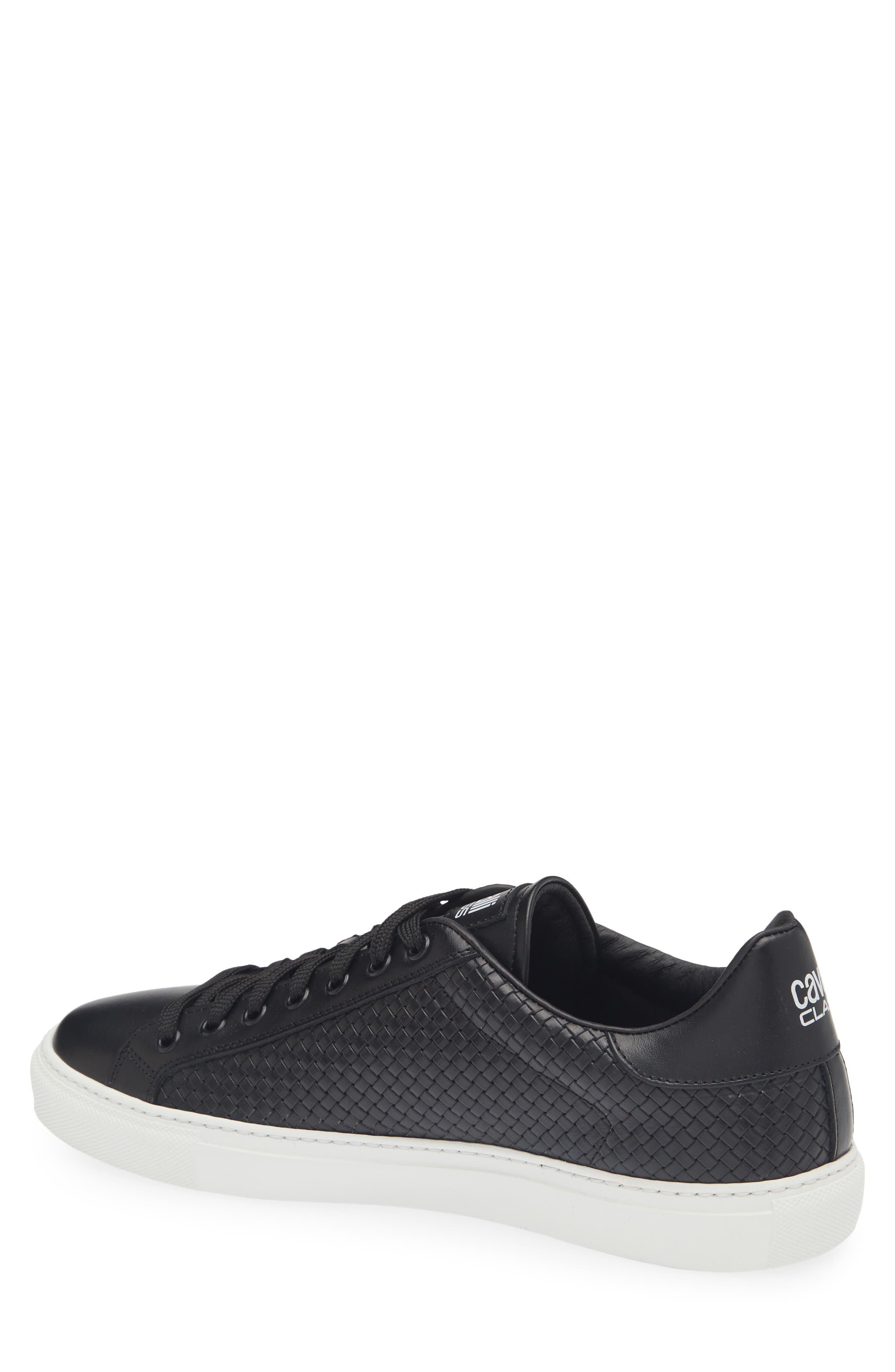 Roberto Cavalli Woven Low Top Sneaker, Alternate, color, Black