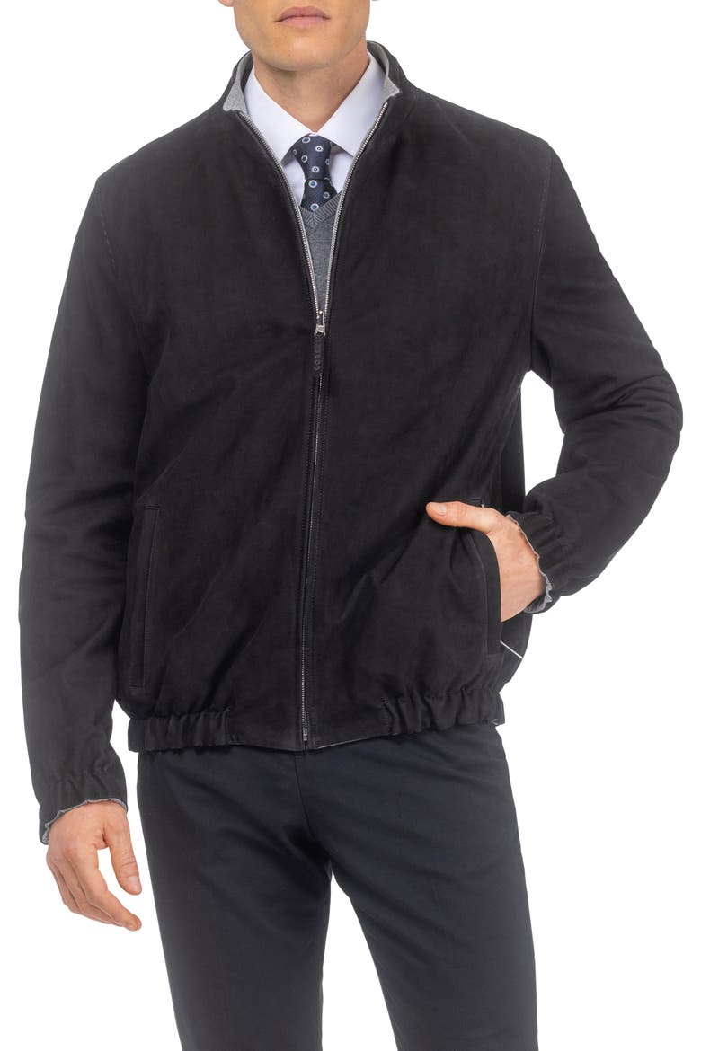 Men's Genuine Nubuck Jacket Reversible To Cashmere & Wool Crafted From Loro Piana, Alternate, color, BLACK/GRAY
