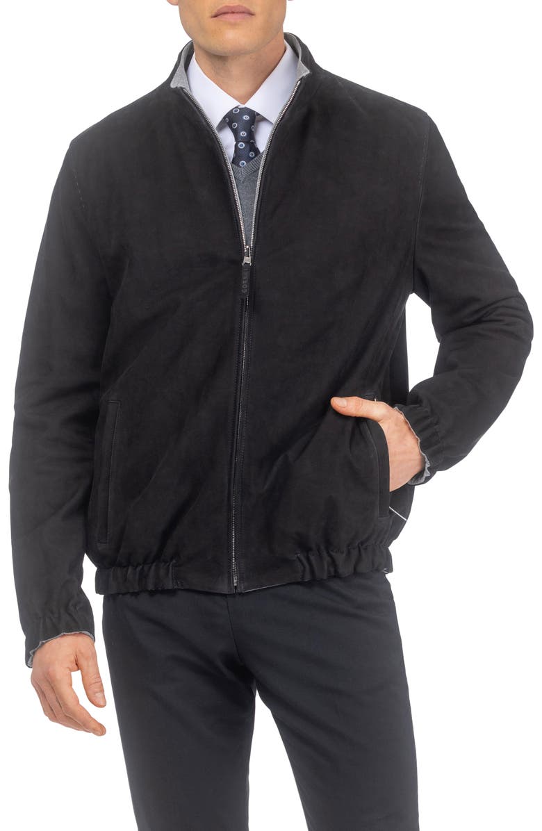 GORSKI Men's Genuine Nubuck Jacket Reversible To Cashmere & Wool Crafted From Loro Piana, Alternate, color, Black/Gray