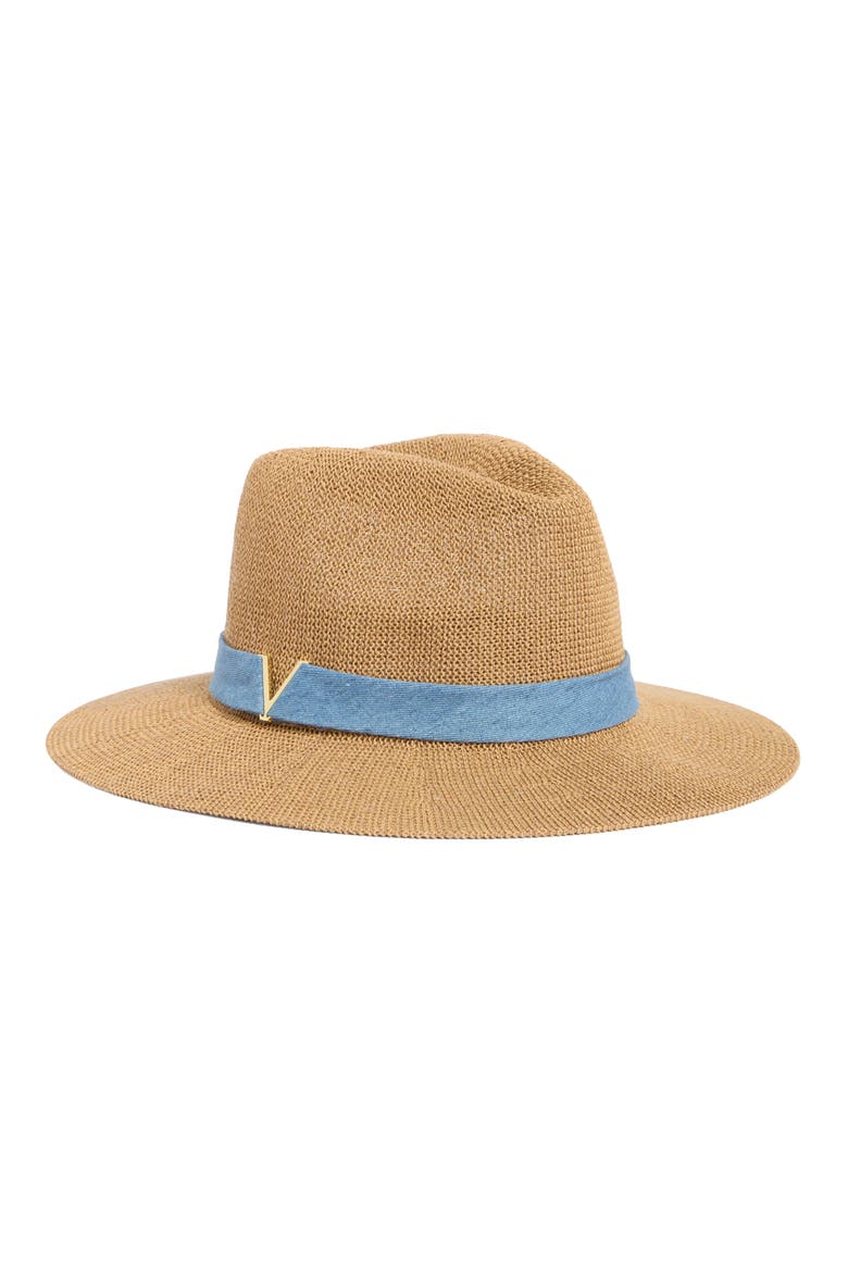 Packable Straw Knit Panama Hat, Main, color, TAN