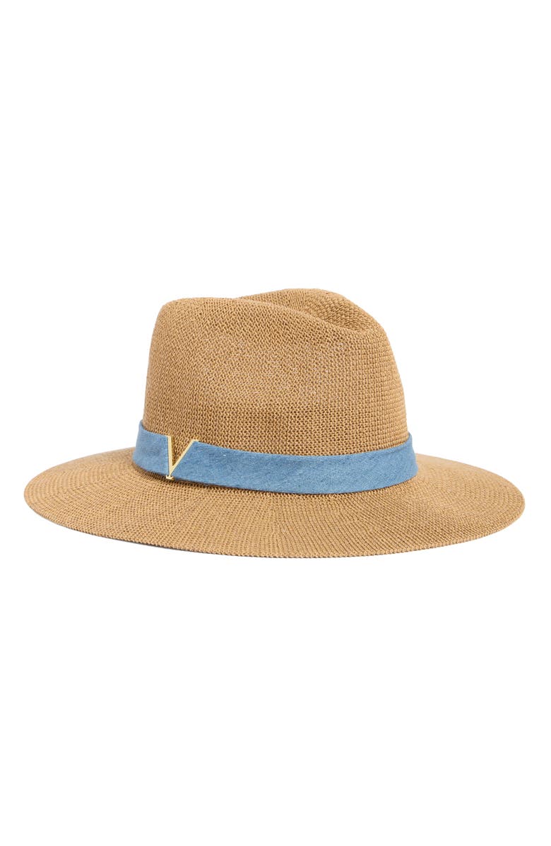 Vince Camuto Packable Straw Knit Panama Hat, Main, color, 