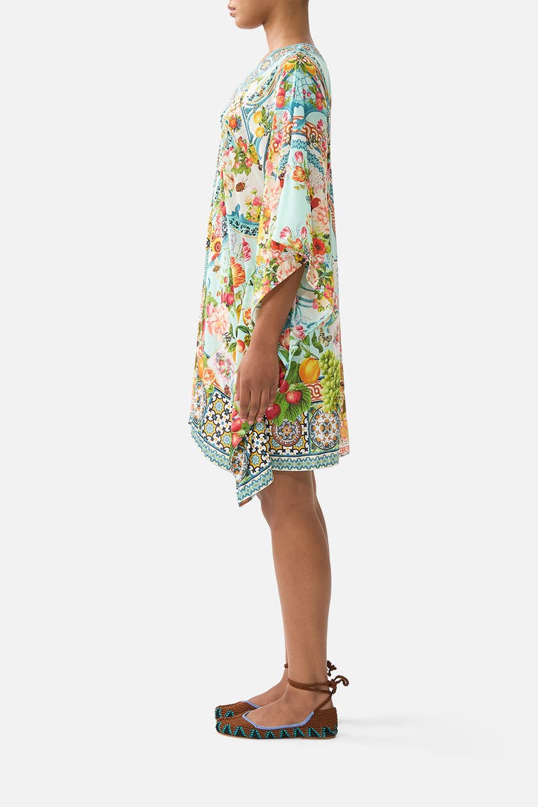 Short V Neck Kaftan W Ring Front Trim, Alternate, color, Magic Of The Mercado