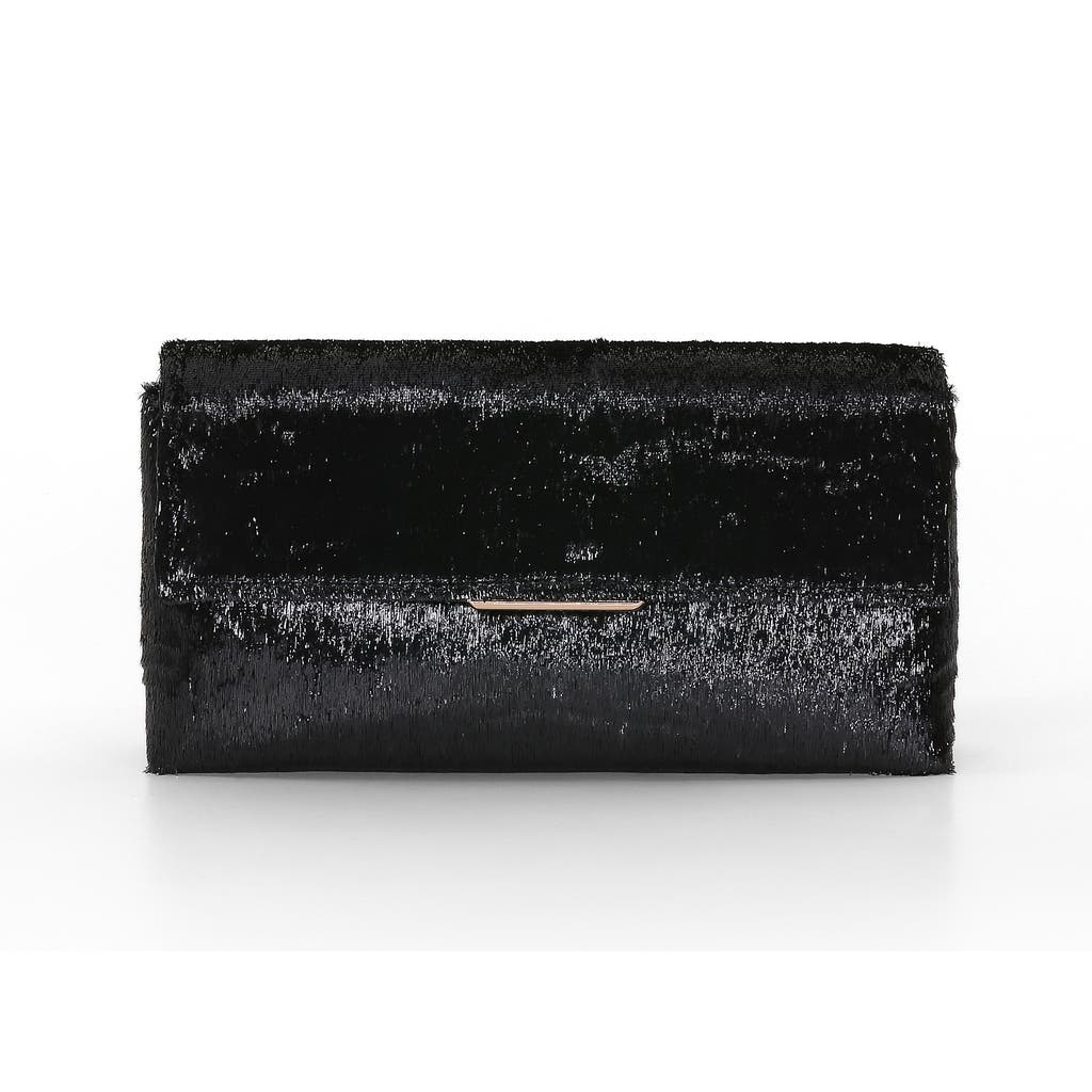 Jewel Badgley Mischka Angel Soft Faux Pony Hair Envelope Clutch In Black