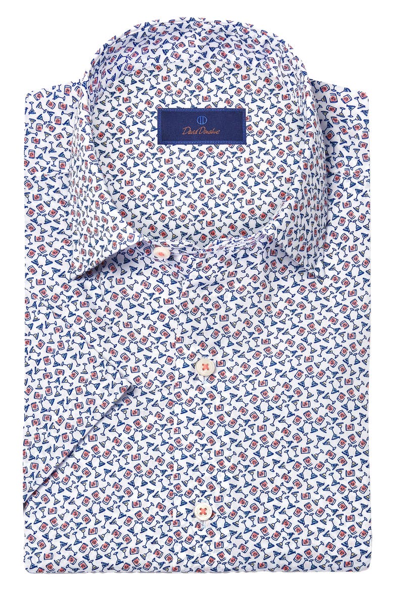 Casual Short Sleeve Button-Up Shirt, Alternate, color, WHITE/ MELON
