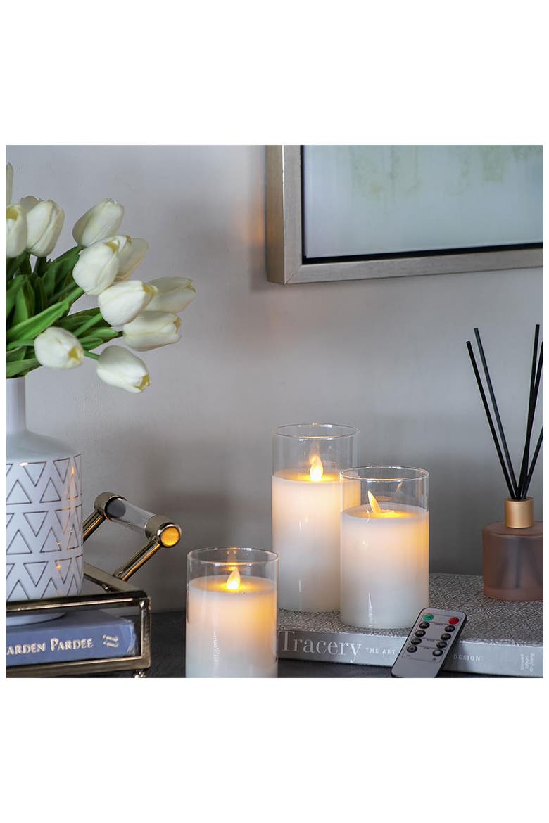 Set of 3 Flameless LED Candles, Alternate, color, WHITE