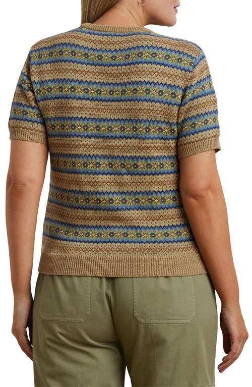 RALPH LAUREN LAUREN RALPH LAUREN FAIR ISLE SHORT SLEEVE COTTON & LINEN SWEATER 