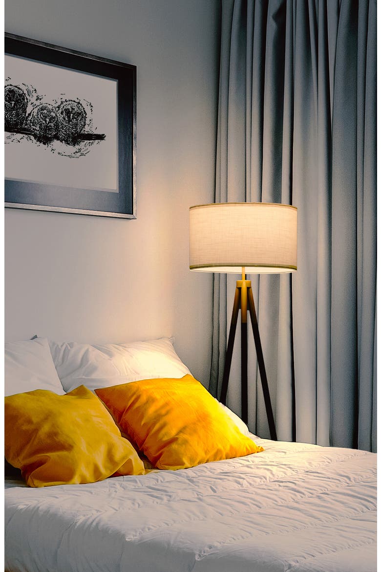 Levi 61" Modern LED Floor Lamp with Gold Accent, Bulb Included, Alternate, color, BLACK / GOLD