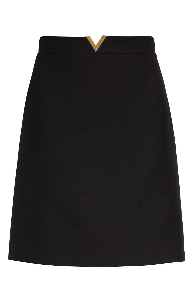 Valentino V-Detail Solid Crepe Couture Miniskirt, Main, color, Black
