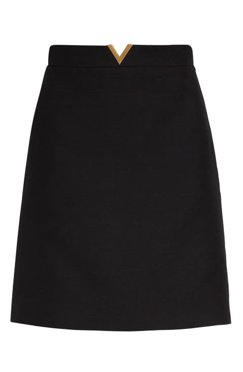 V-Detail Solid Crepe Couture Miniskirt