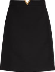 Valentino V-Detail Solid Crepe Couture Miniskirt