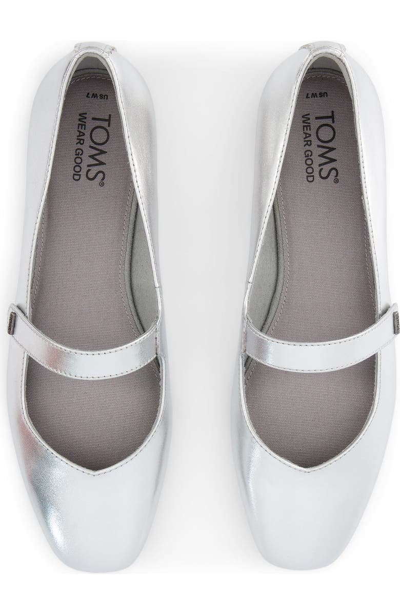 TOMS Bianca Metallic Mary Jane Flat, Alternate, color, Silver