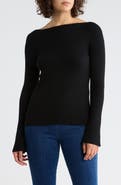 Leith Boat Neck Flare Sleeve Sculpt Sweater