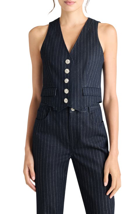 Ander Metallic Pinstripe Denim Vest
