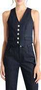 Cinq à Sept Ander Metallic Pinstripe Denim Vest