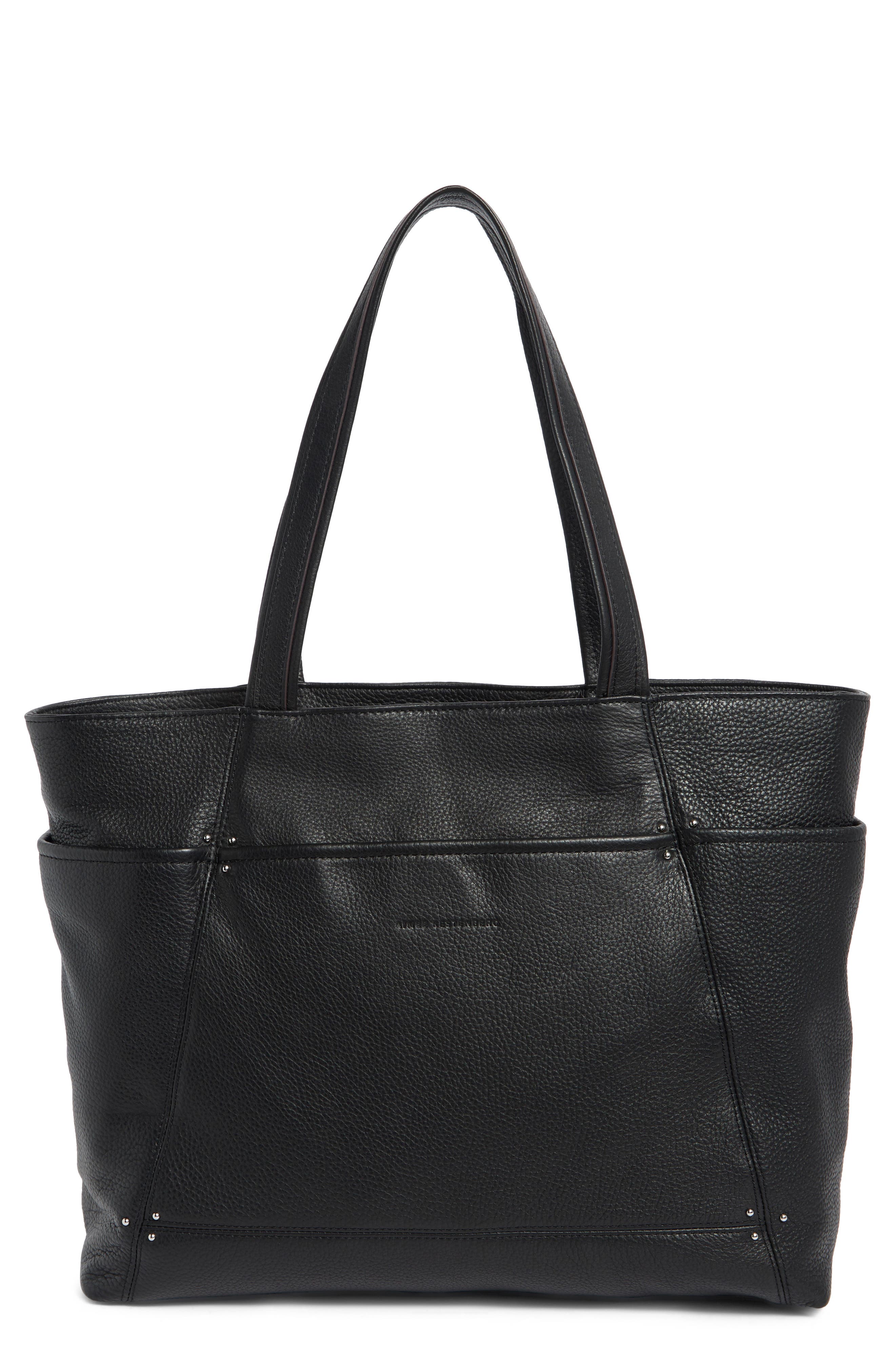 AIMEE Dapper Leather Tote Bag, Main, color, 