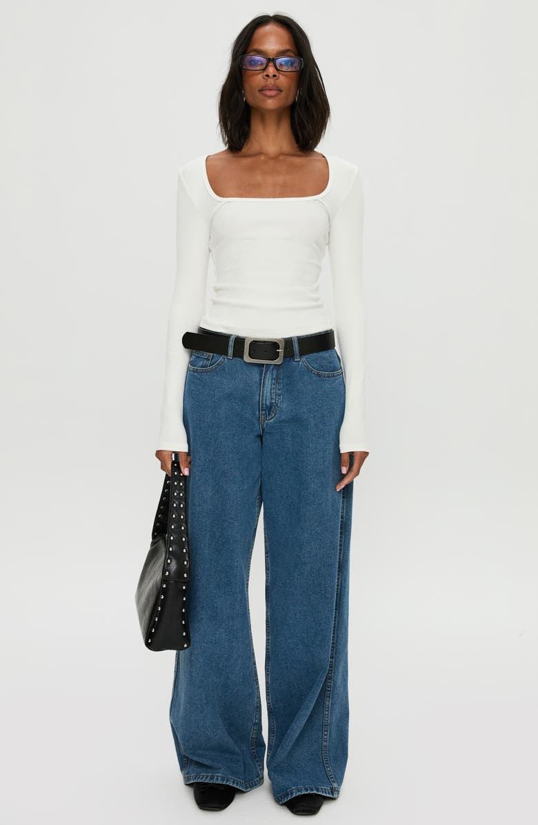 Princess Polly Baseline Square Neck Long Sleeve Crop Rib Top, Alternate, color, 