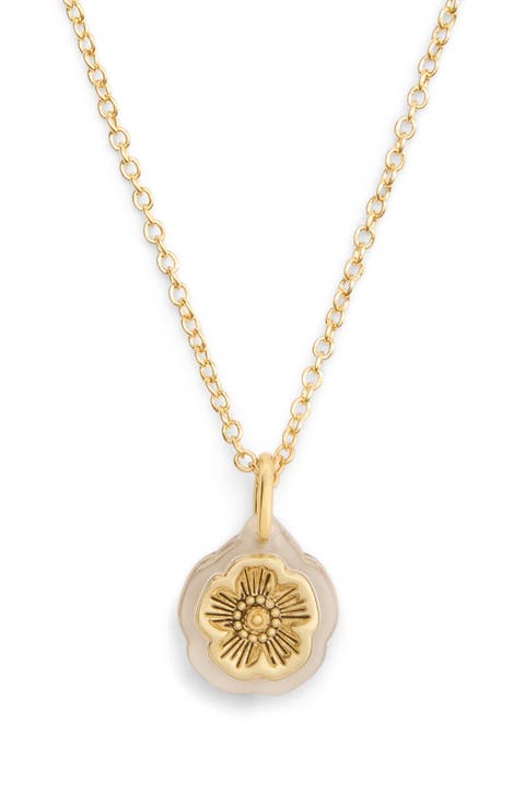 Lucite Tea Rose Pendant Necklace