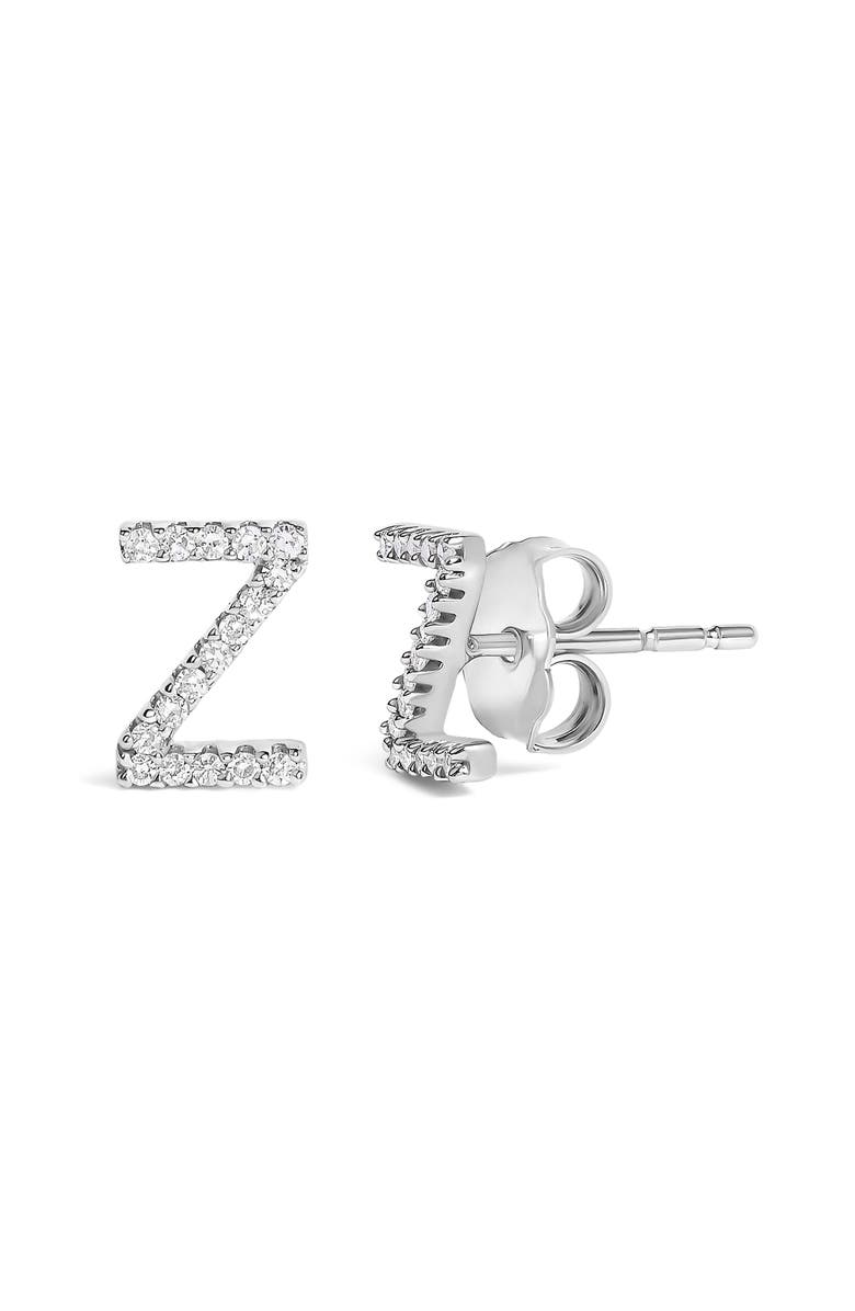 Haus of Brilliance 10K Gold 1/10 Cttw Diamond Initial "A" to "Z" Stud Earring, Alternate, color, White Gold | Z