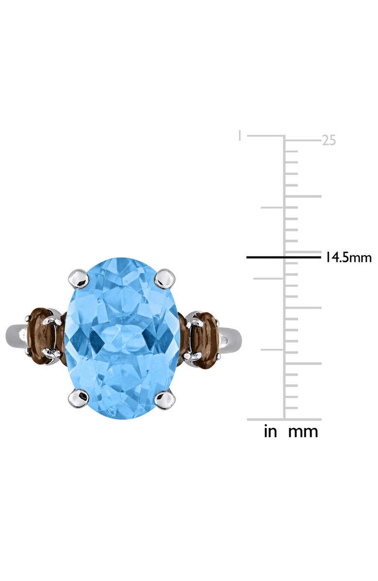 Julianna B. Gemstone Oval 5-Stone Ring Sterling Silver, Alternate, color, Blue Topaz/Smokey Quartz