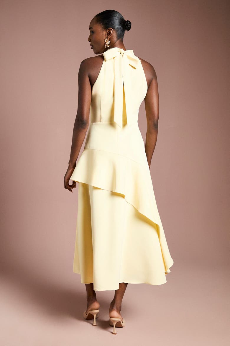 Corsage High Neck Midi Dress, Alternate, color, Lemon