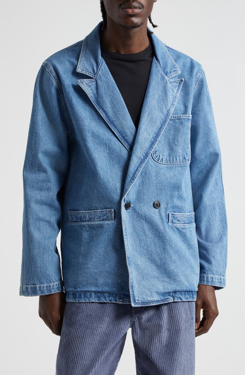 Noah Double Breasted Denim Sport Coat, Main, color, 