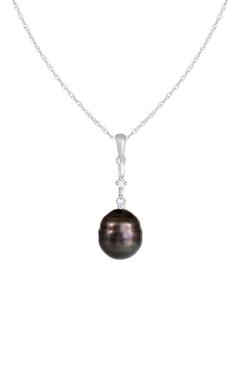 SPLENDID PEARLS 14K White Gold Diamond & Cultured Tahitian Pearl Pendant Necklace - 0.04ct., Main, color, 