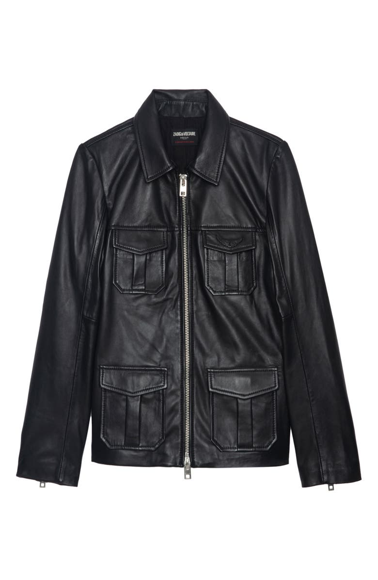 Zadig & Voltaire Lienna Leather Moto Jacket, Alternate, color, 