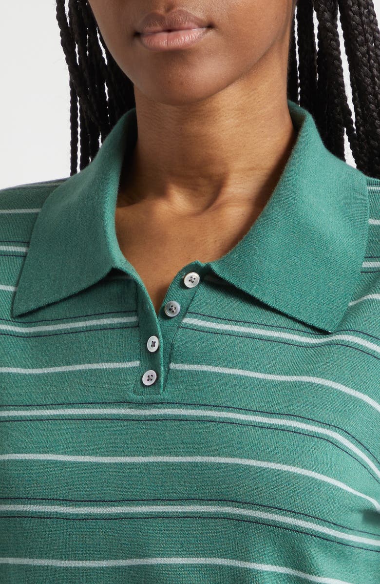 LESET James Stripe Merino Wool Polo, Alternate, color, Basil Stripe