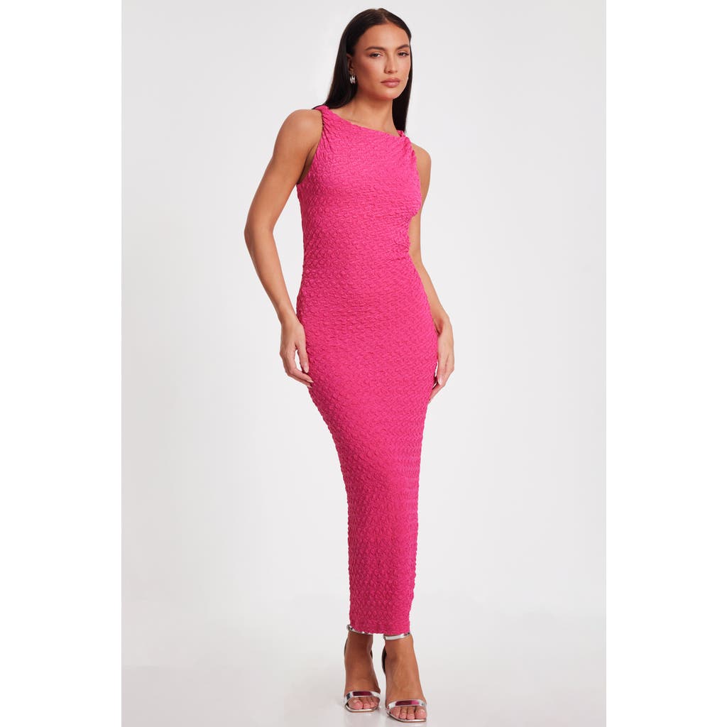 QUIZ QUIZ TEXTURED JERSEY MIDI DRESS WITH TWIST STRAP DETAIL