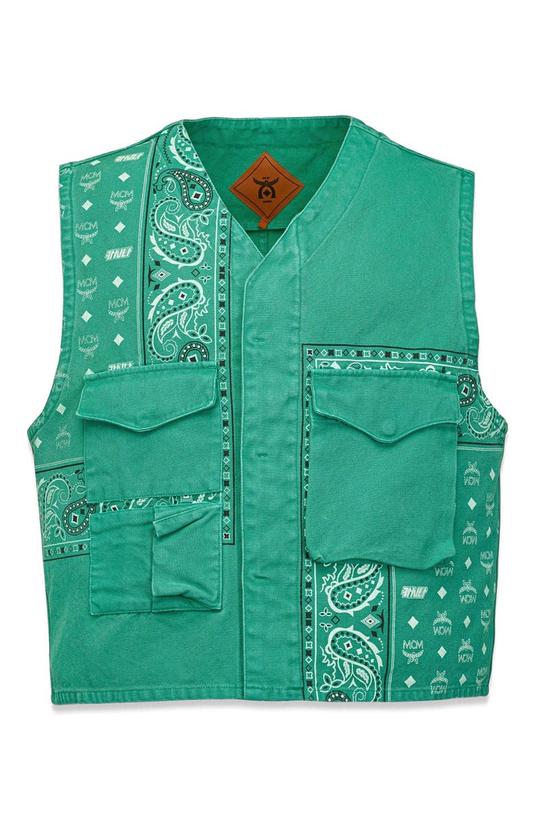 MCM x KASINA Bandana Monogram Gilet in Oxford Cotton, Alternate, color, 