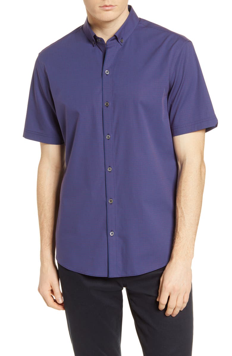 Zachary Prell Classic Fit Dobby Short Sleeve Button-Down Shirt, Main, color, 