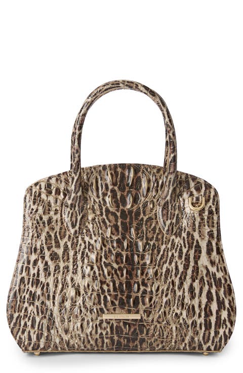 Rosetta Croc Embossed Leather Satchel