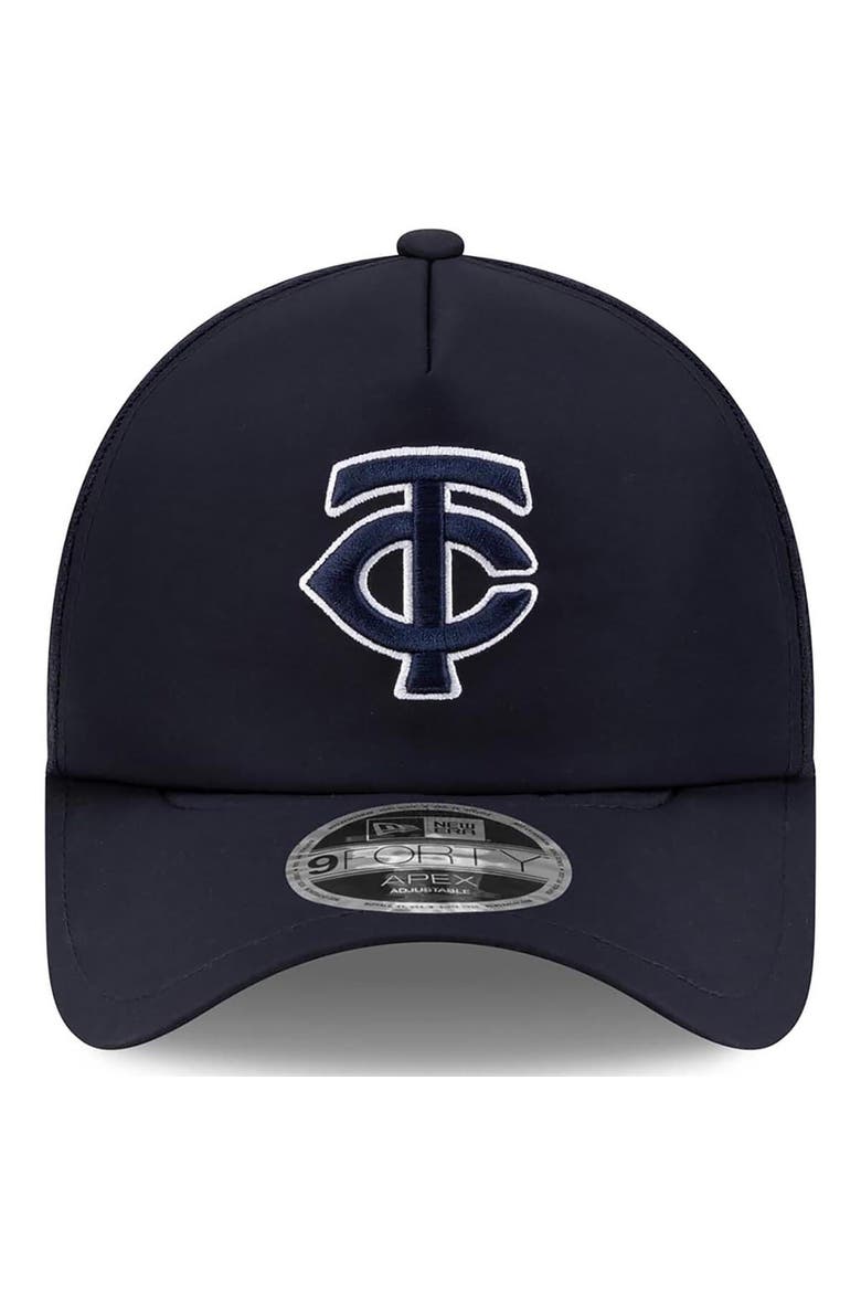 Men's New Era Navy Minnesota Twins 2026 Batting Practice Apex 9FORTY Adjustable Trucker Hat, Alternate, color, Navy