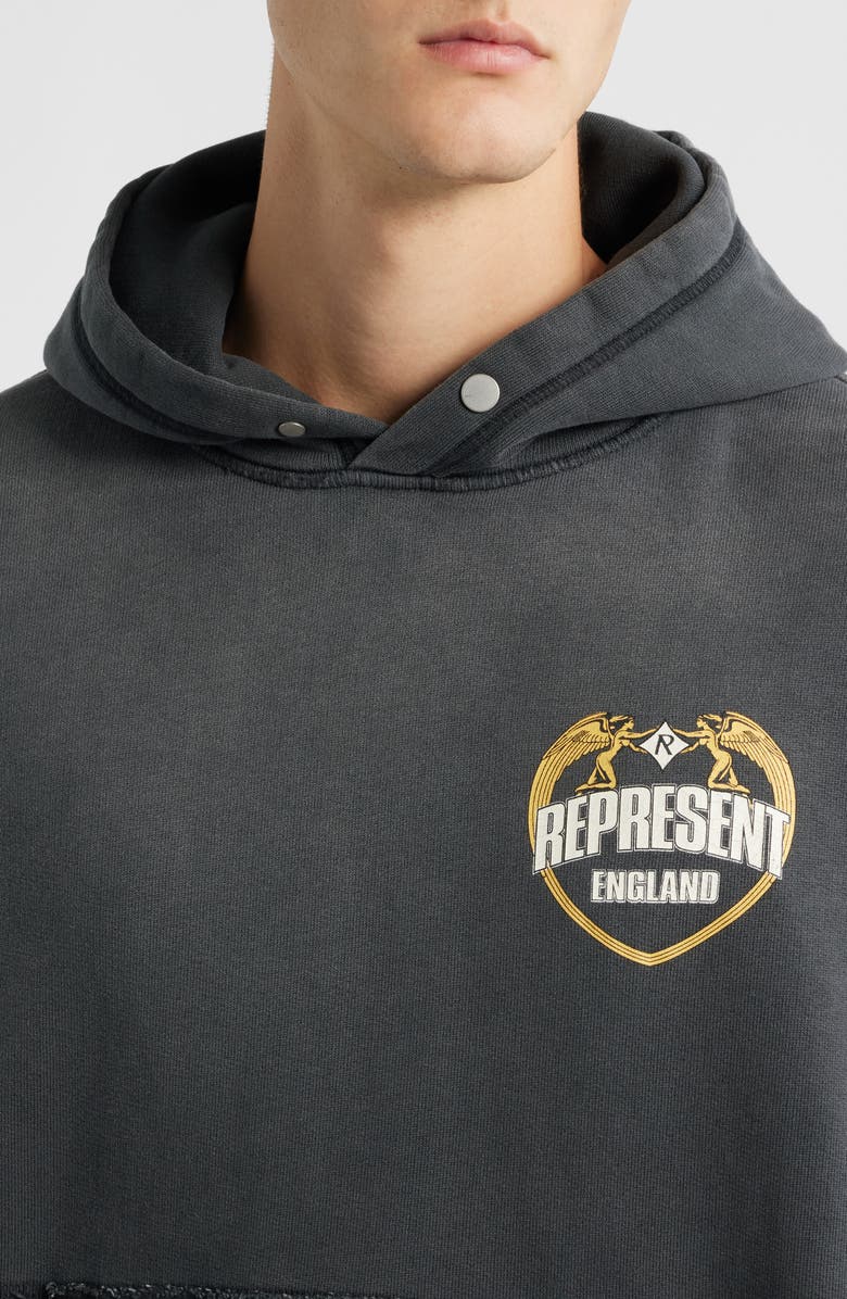 Represent Oversize Distressed Angel Border Graphic Hoodie, Alternate, color, Stained Black