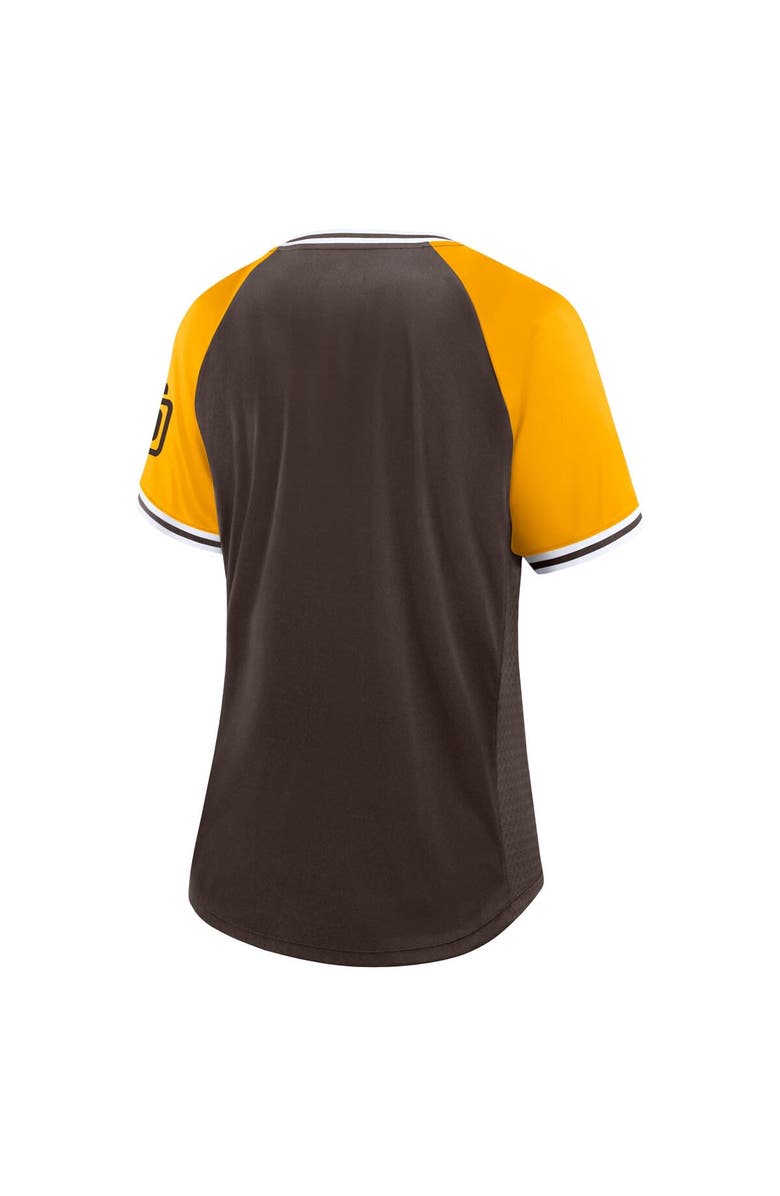 FANATICS Women's Fanatics Branded Brown San Diego Padres Glitz & Glam League Diva Raglan V-Neck T-Shirt, Alternate, color, 