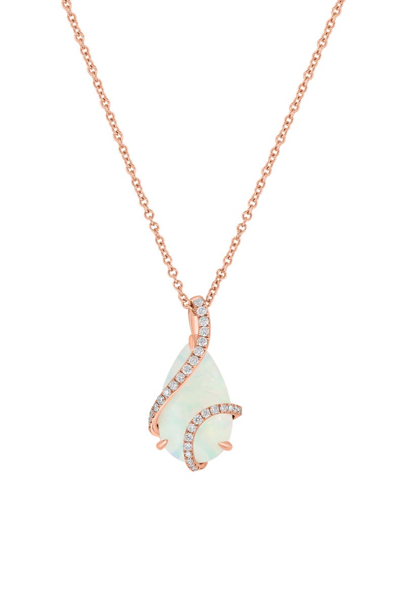 EFFY 14K Rose Gold Ethiopian Opal & Diamond Pendant Necklace, Main, color, 