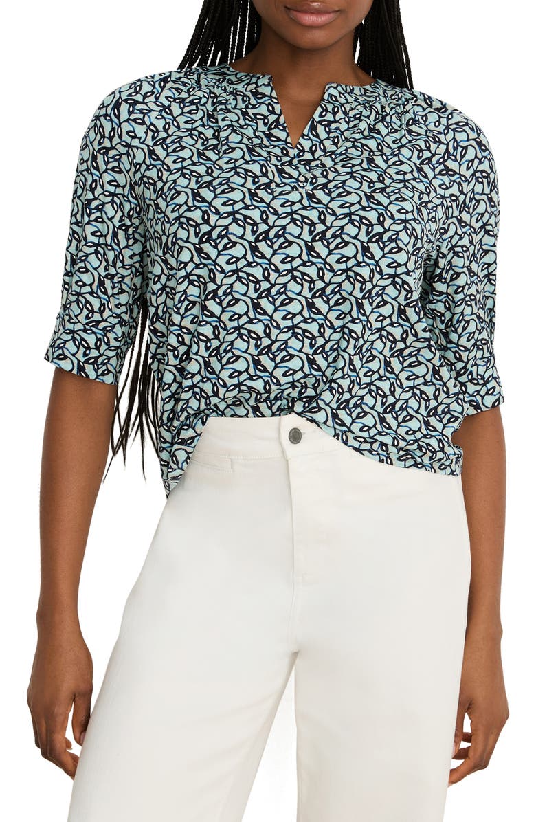 NIC+ZOE Fine Vines Print Split Neck Top, Main, color, 
