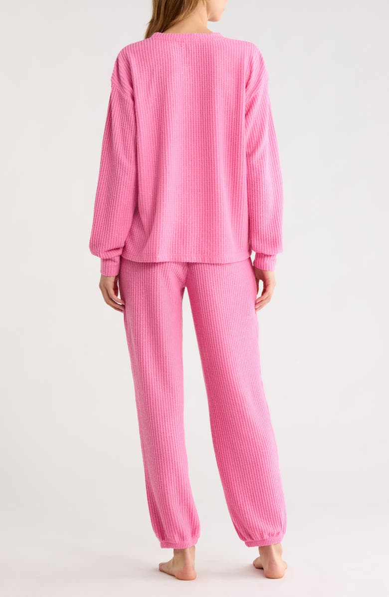PJ Salvage Fireside Sparkle Waffle Knit Pajamas, Alternate, color, Think Pink