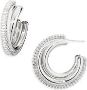 Tasha Baguette Crystal Twist Hoop Earrings