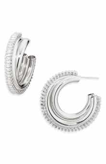 Tasha Baguette Crystal Twist Hoop Earrings